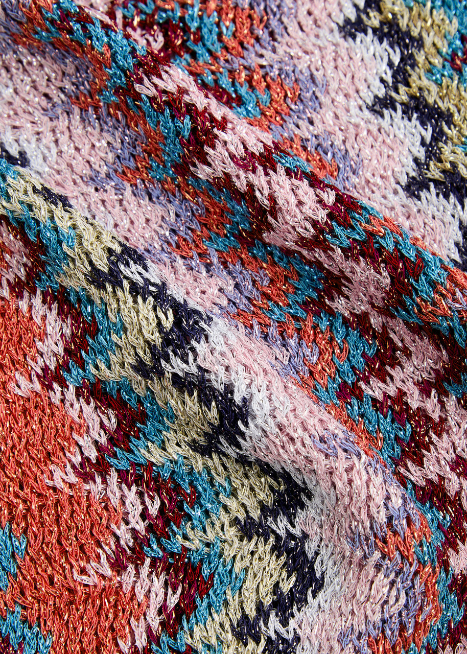 超ポイントアップ祭 Missoni Zigzag-intarsia Metallic-knit Scarf - Pink - One レディースウェア