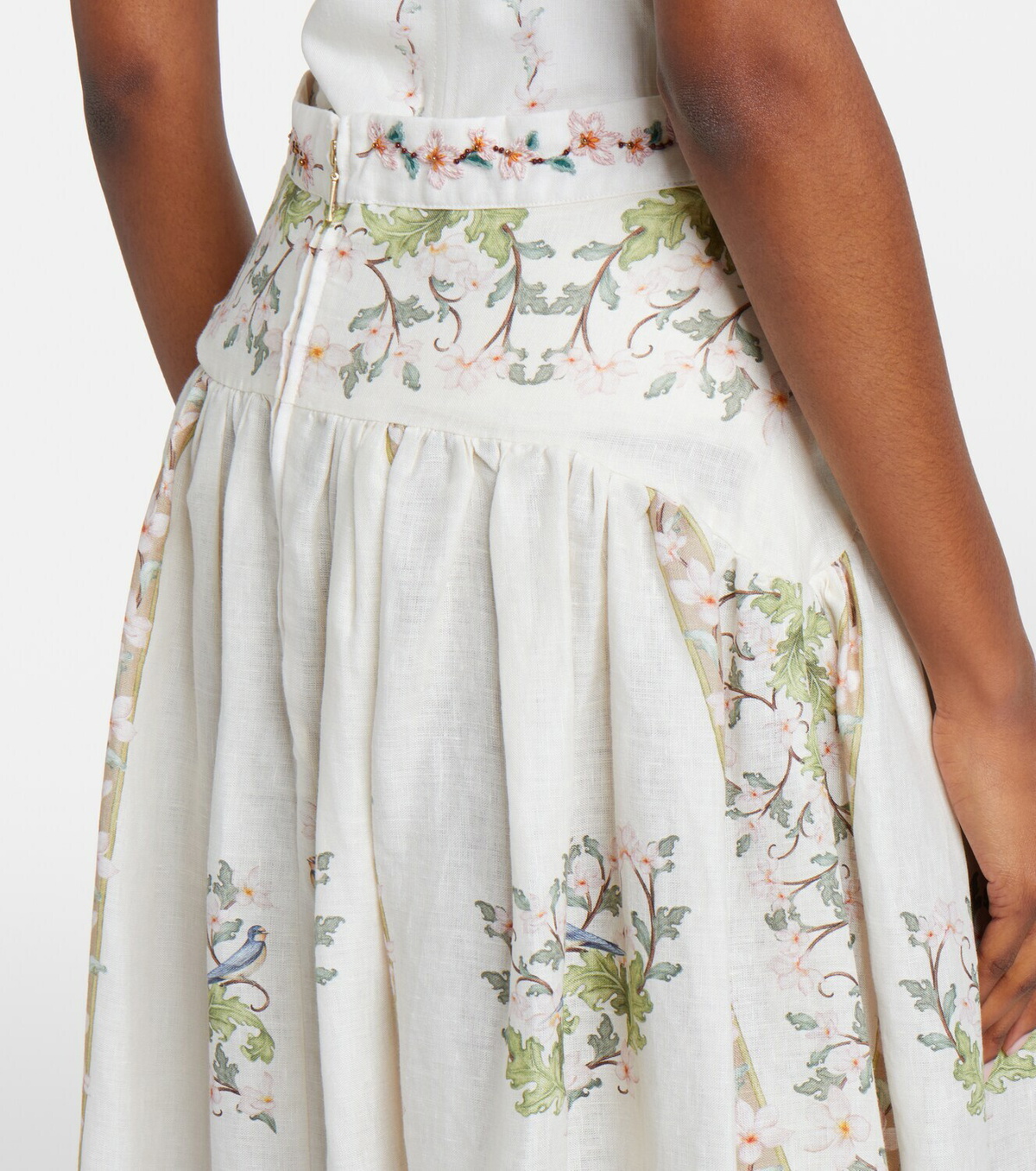 Agua by Agua Bendita Curua floral linen midi skirt