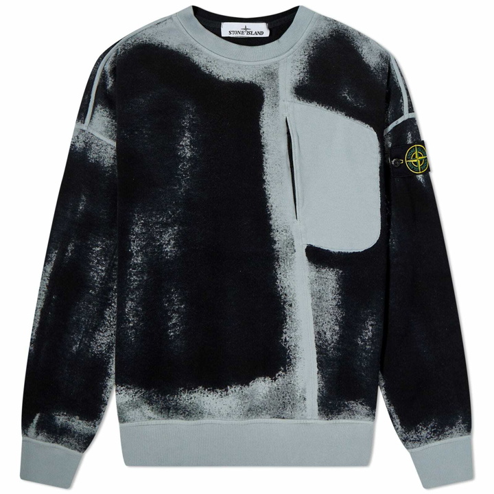 Photo: Stone Island Men's Hand Sprayed Crew Neck Sweat in Sky Blue