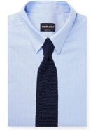 GIORGIO ARMANI - Slim-Fit Striped Cotton-Jacquard Shirt - Blue
