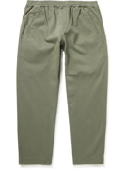 Folk - Assembly Cropped Tapered Pleated Garment-Dyed Cotton-Twill Trousers - Green