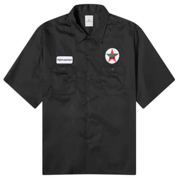 Photo: Uniform Experiment Men's Short Sleeve Work Shirt in Black