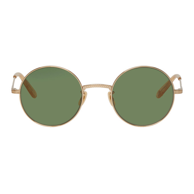 Photo: Garrett Leight Gold and Green Seville Sunglasses