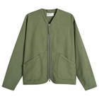 Universal Works Men's Slub Sateen Zip Liner Jacket in Olive