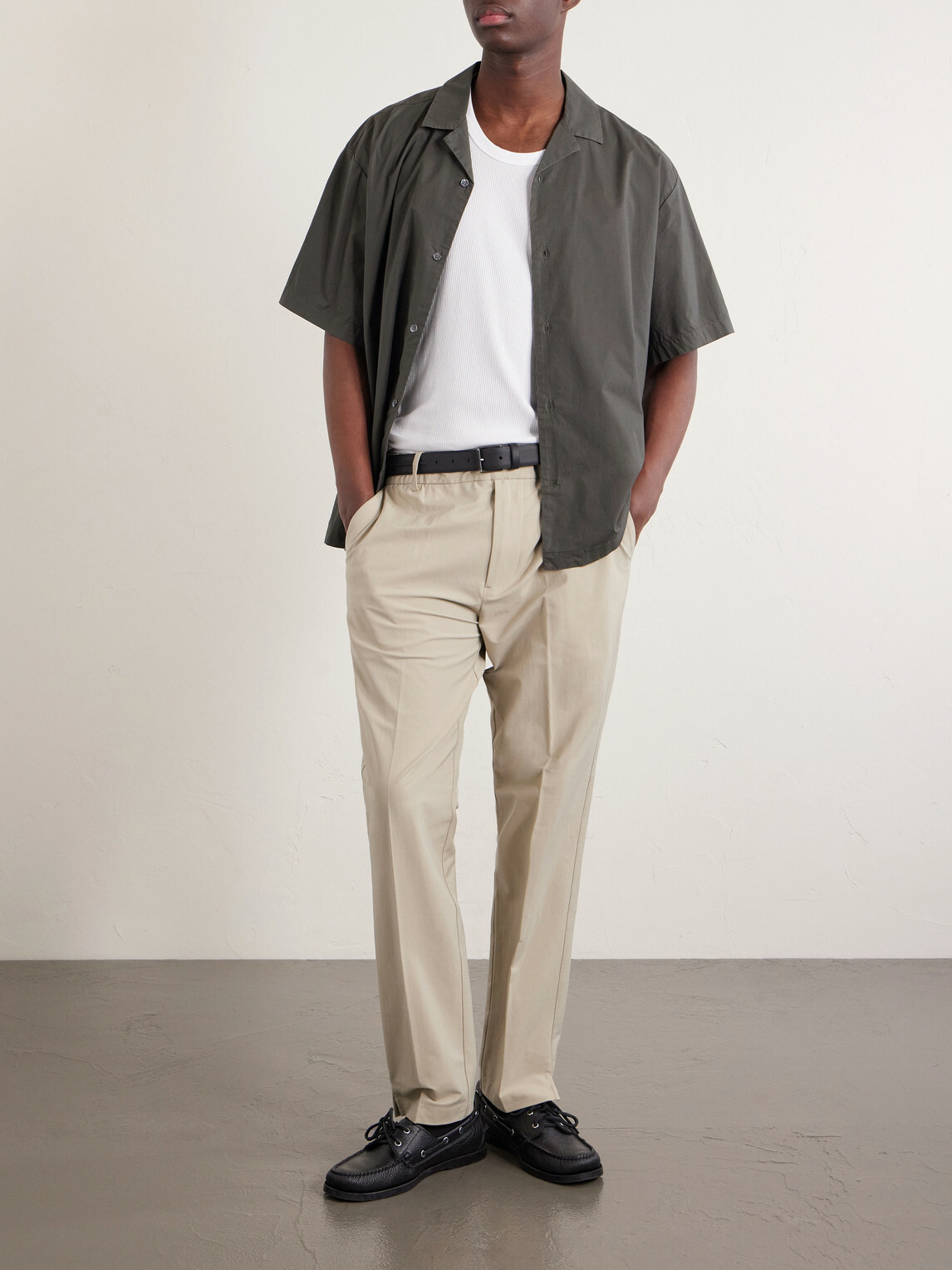 James Perse - Camp-Collar Cotton-Blend Poplin Shirt - Green