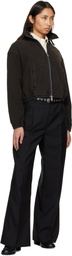 mfpen Black Cropped Leisure Zip Up Sweater