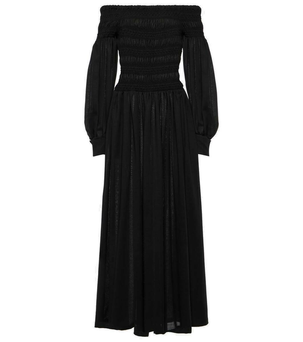 Max Mara Manu off-shoulder virgin wool maxi dress Max Mara