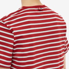 Thom Browne Men's Thin Srtripe T-Shirt in Crimson/Grey/White