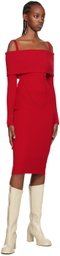 ANDREĀDAMO Red Ribbed Midi Dress