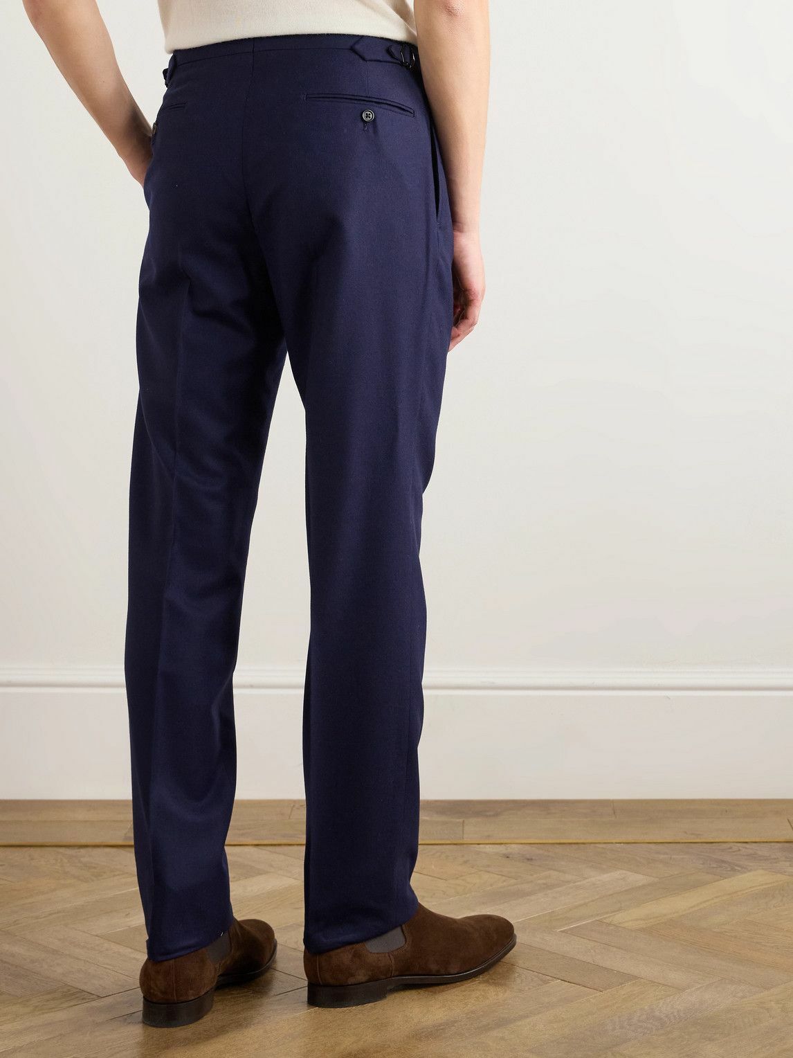 Ralph Lauren Purple label - Gregory Straight-Leg Pleated Wool-Twill Trousers - Blue