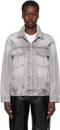Versace Gray Oversized Denim Jacket
