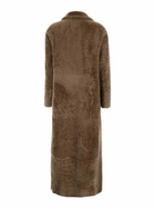 Blancha Brown Double-breasted Shearling Coat With Peak Revers In Fur Woman