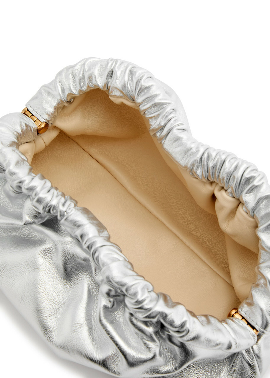 Mansur Gavriel Cloud Mini Metallic Leather Clutch - Silver - One Size