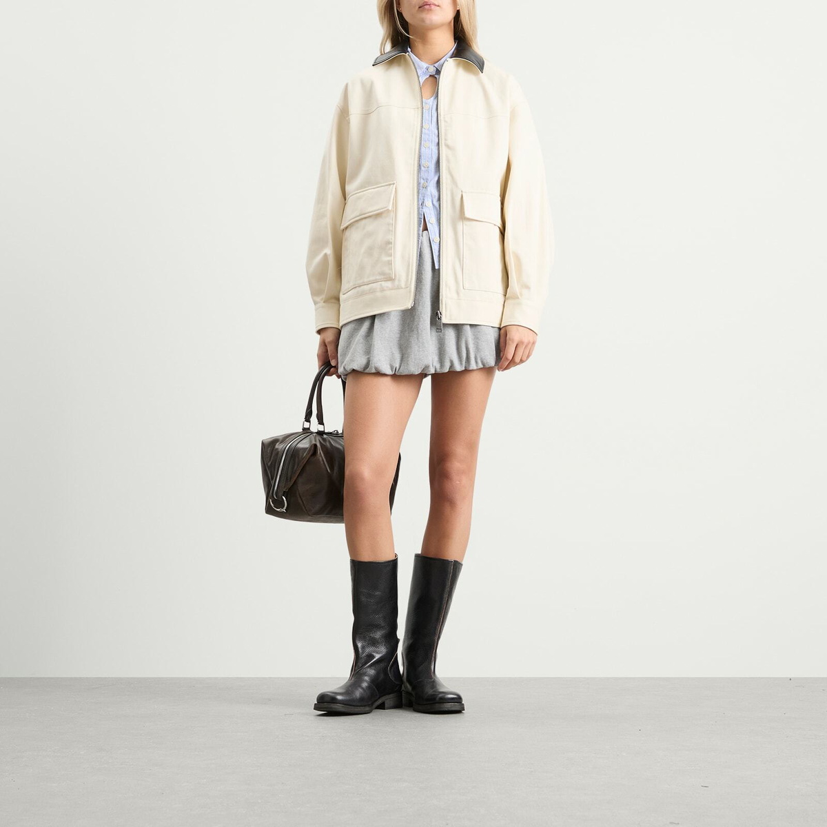 DUNST Women's Mini Skirt in Melange Grey
