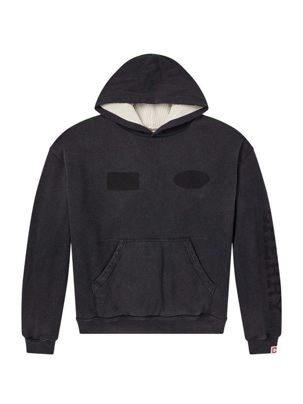 Photo: Cherry Los Angeles - Sun Faded Thermal Cotton-Fleece Hoodie - Black