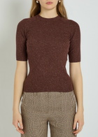 Brunello Cucinelli Metallic Cashmere-blend top Burgundy