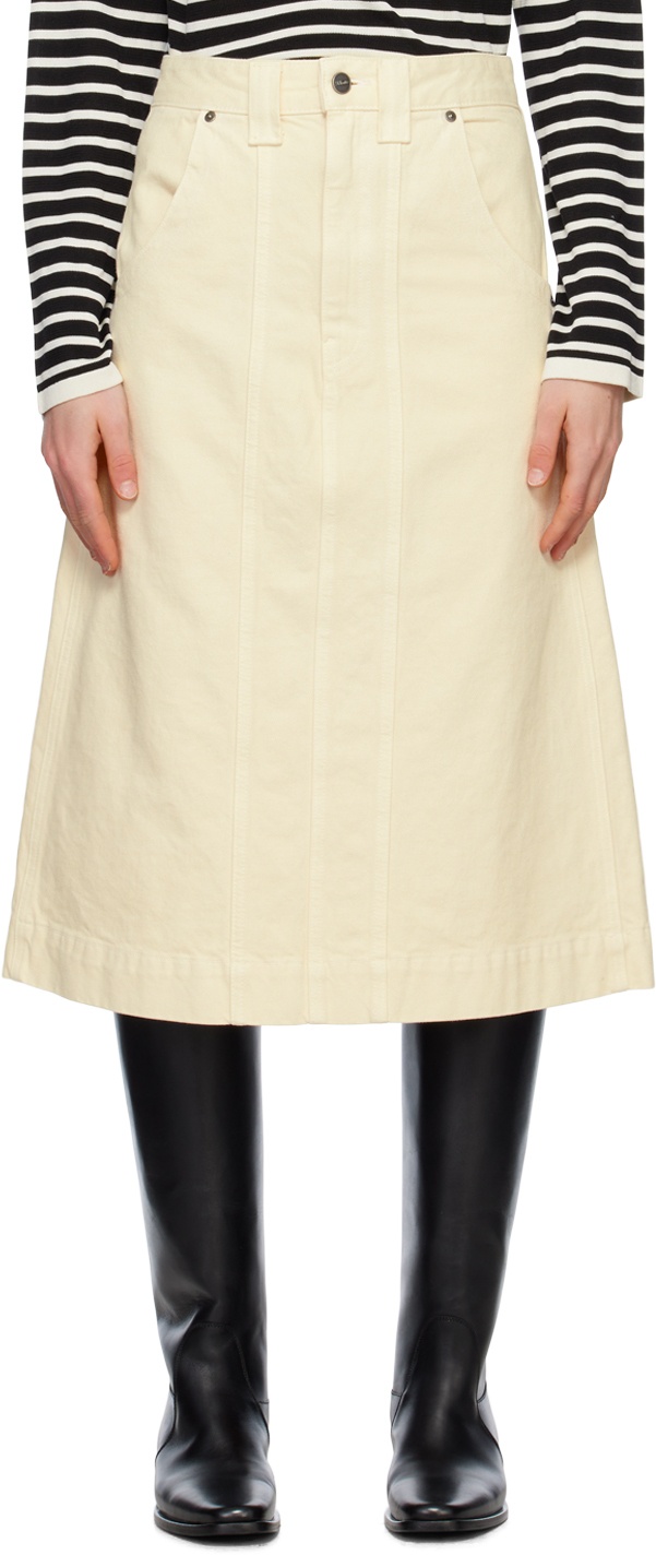 KHAITE Off-White 'The Caroline' Denim Midi Skirt Khaite