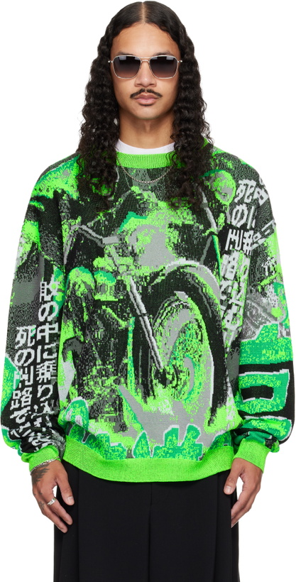 Photo: LU'U DAN Green Misfit Jacquard Sweater