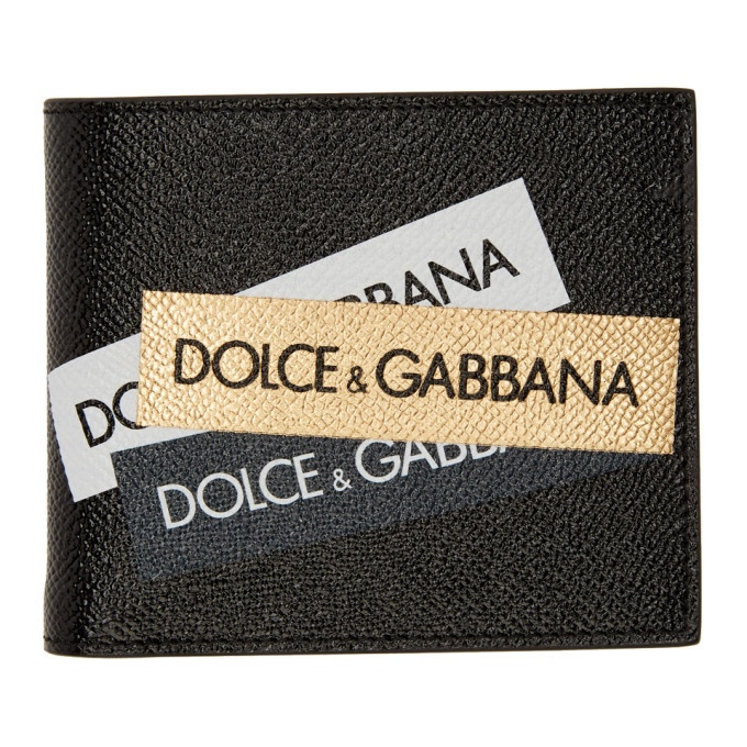 Photo: Dolce and Gabbana Black and Gold Logo Tape Bifold Wallet