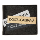 Dolce and Gabbana Black and Gold Logo Tape Bifold Wallet