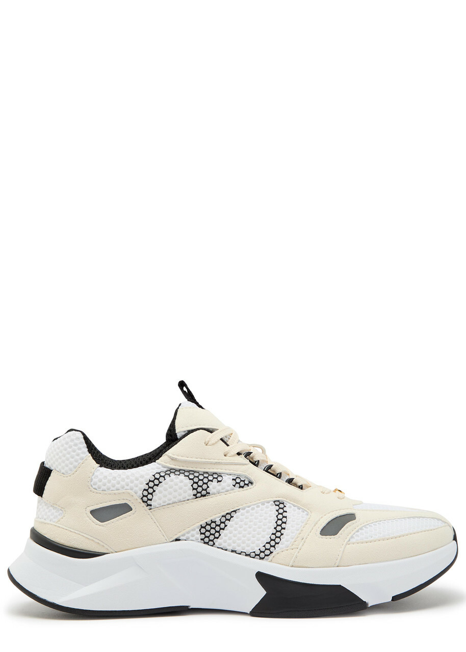Valentino Garavani Demivee Panelled Mesh and Suede Sneakers White