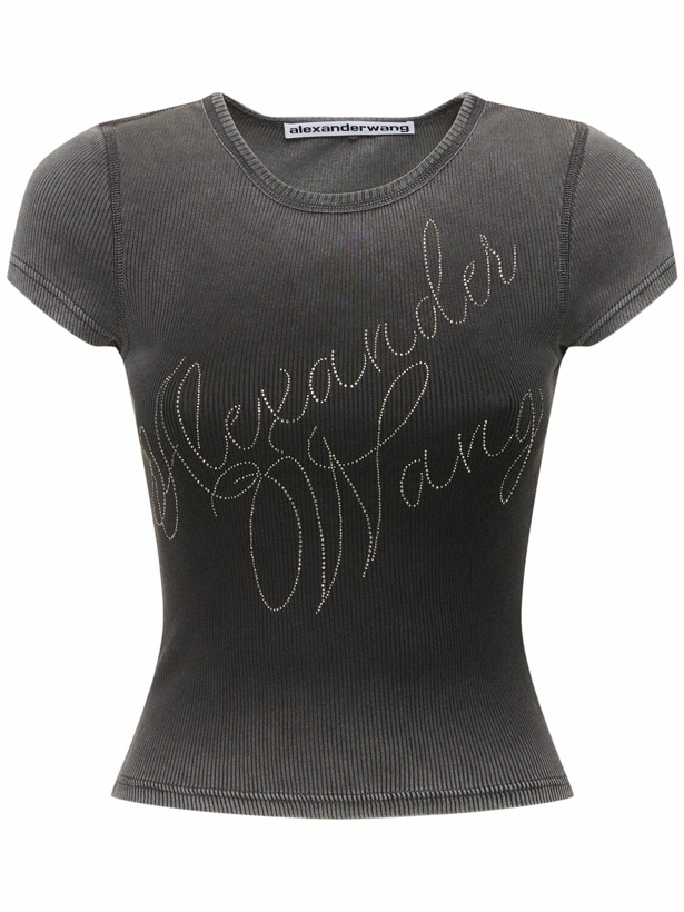 Photo: ALEXANDER WANG Embellished Fitted Cotton T-shirt