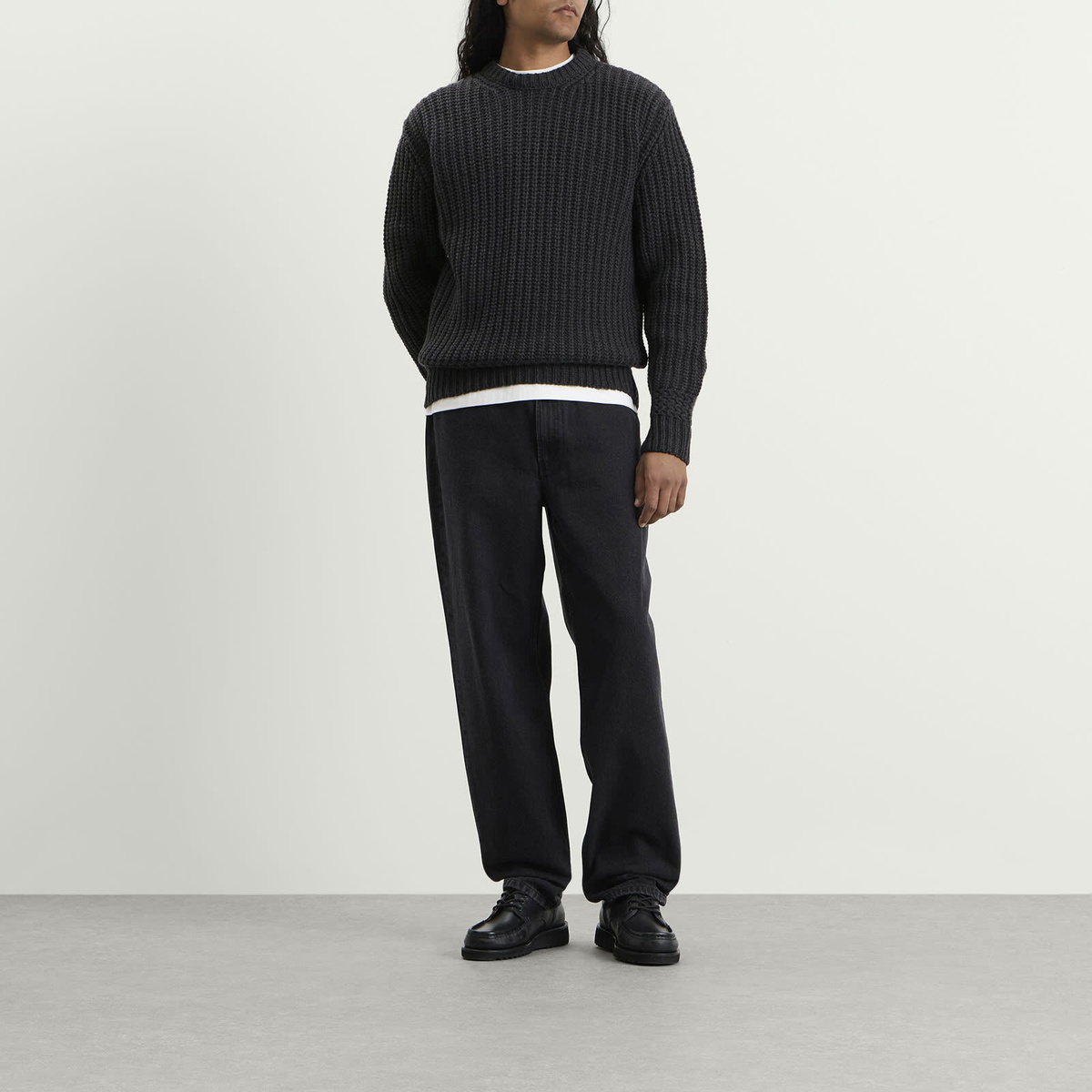 A.P.C. Men's Ron Chunky Rib Jumper in Heathered Anthracite