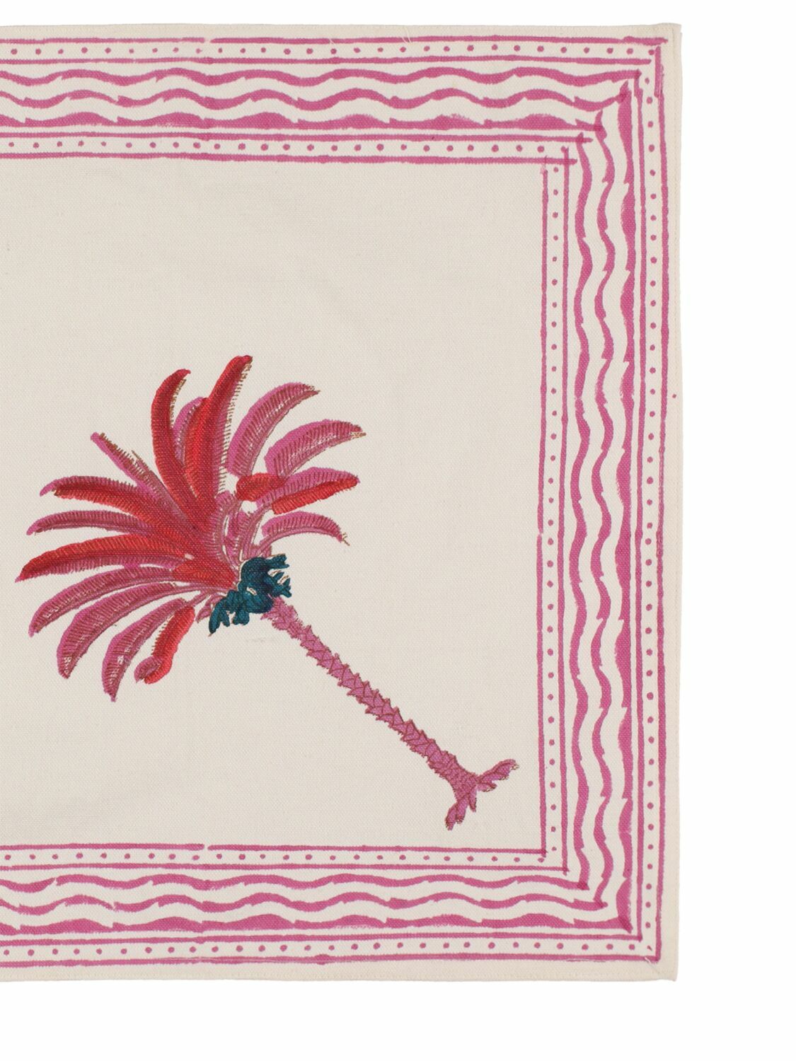 LES OTTOMANS Set Of 4 Handprinted Cotton Napkins