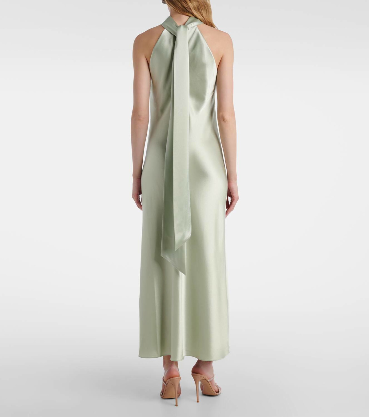 Galvan Sienna scarf-detail satin maxi dress