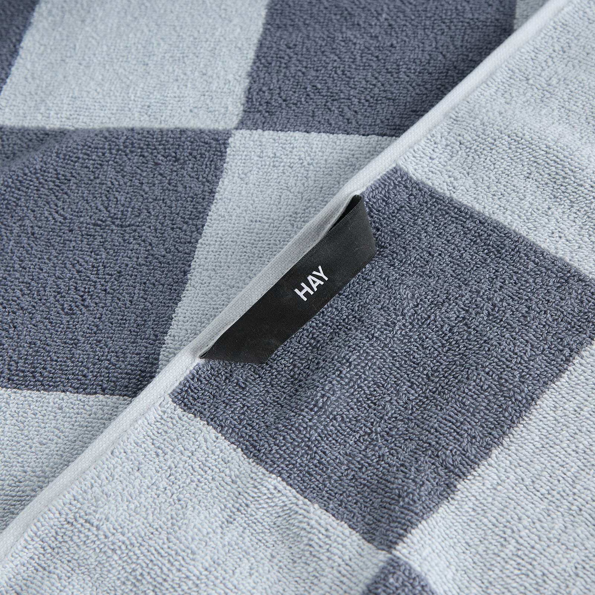 HAY Check Bath Towel in Steel Blue 