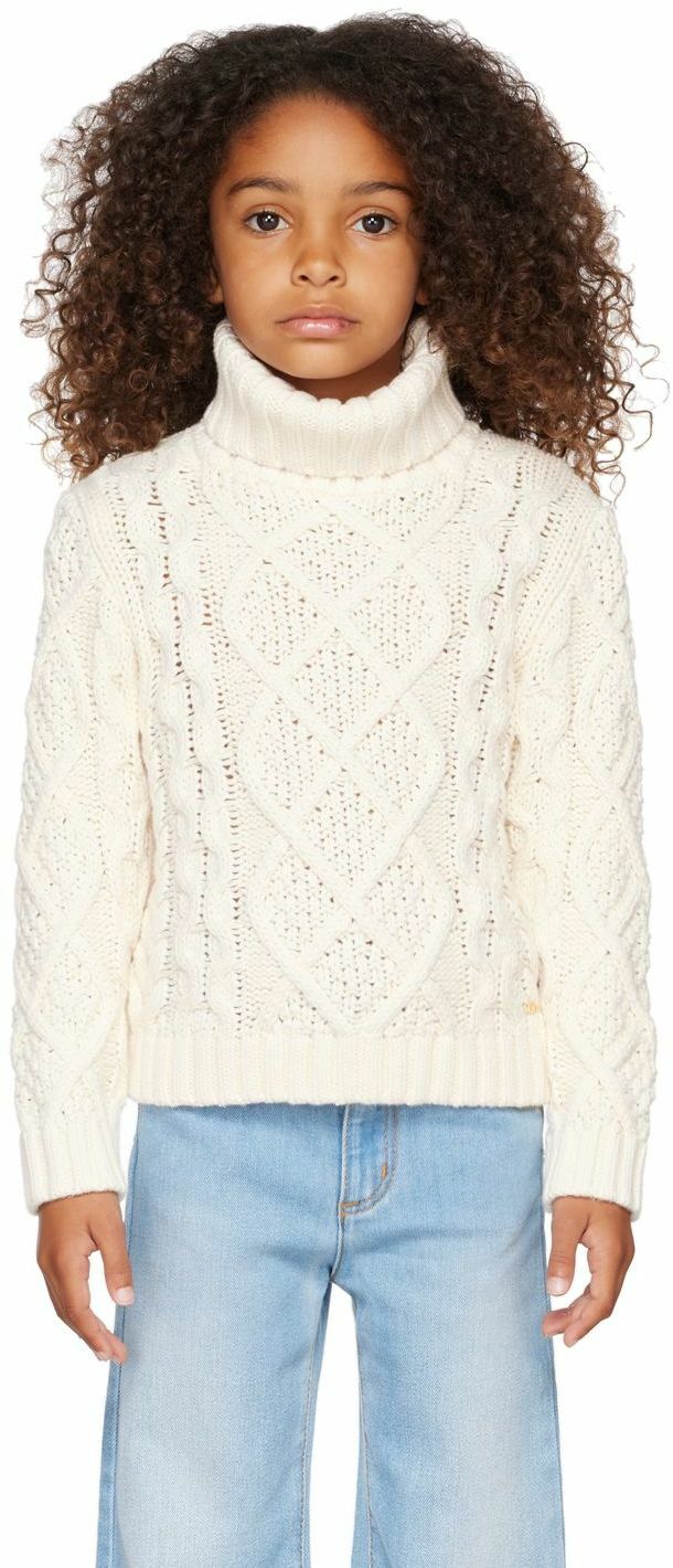 Chloe Kids Off White Chunky Turtleneck Chloe