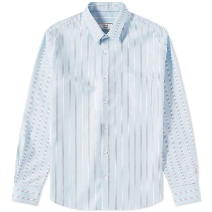 Photo: AMI Striped Oxford Shirt Blue