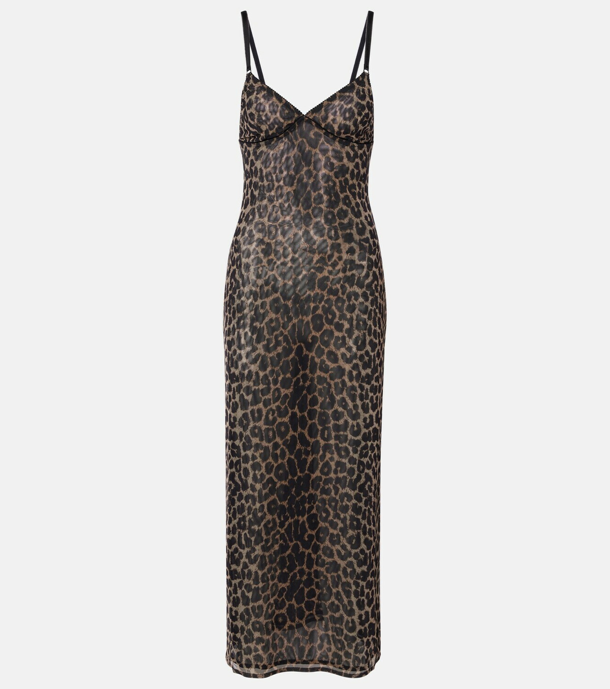 Saint Laurent Leopard-print tulle slip dress