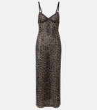 Saint Laurent Leopard-print tulle slip dress