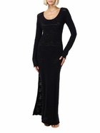 MC2 Saint Barth Black Woman Cotton Knit Midi Dress