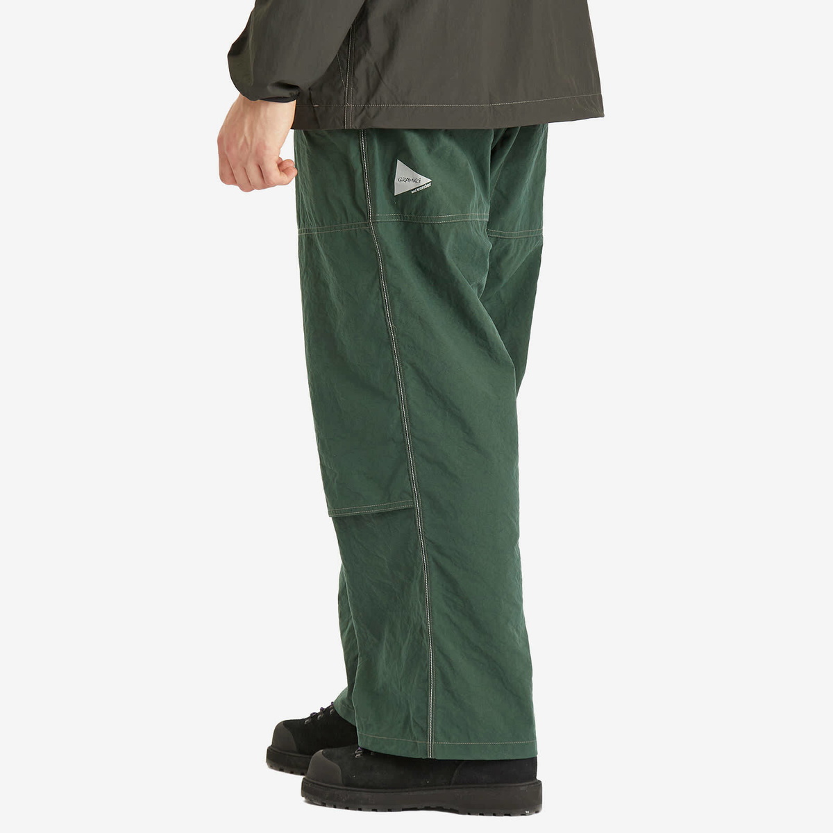 Gramicci Men's x and wander Nylon Double Knee Pant in Green Gramicci