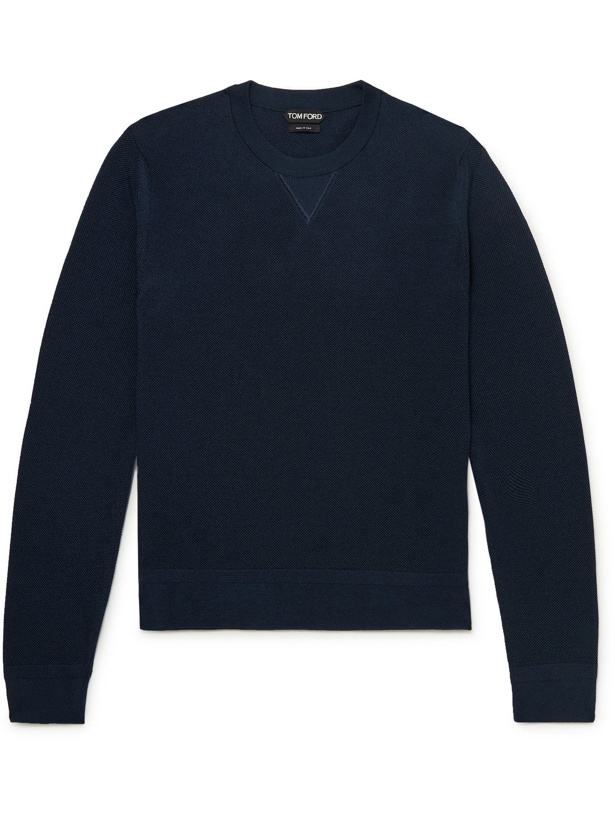 Photo: TOM FORD - Slim-Fit Cotton-Blend Sweater - Blue