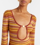 Bananhot Rey cutout ribbed-knit striped maxi dress