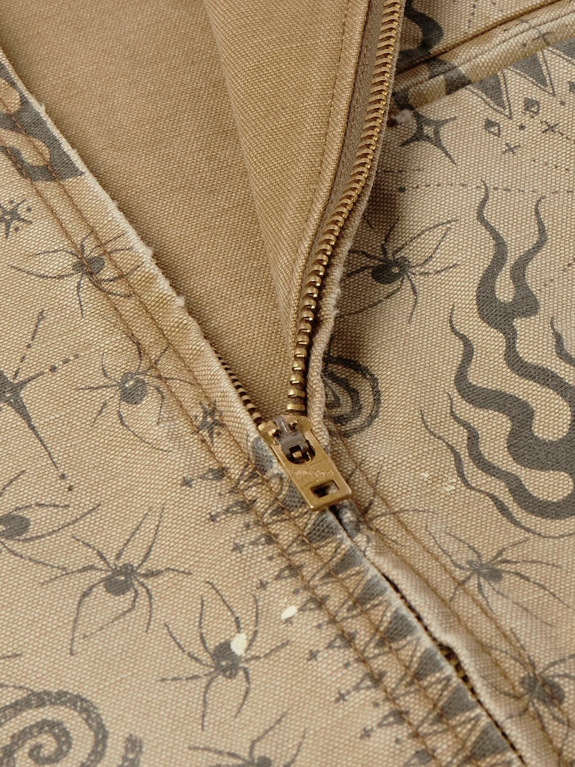 SAINT MXXXXXX - Dr. Woo Corduroy-Trimmed Distressed Printed Cotton-Canvas Jacket - Neutrals