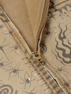 SAINT MXXXXXX - Dr. Woo Corduroy-Trimmed Distressed Printed Cotton-Canvas Jacket - Neutrals
