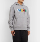 Sandro - Appliquéd Mélange Fleece-Back Cotton-Jersey Hoodie - Gray