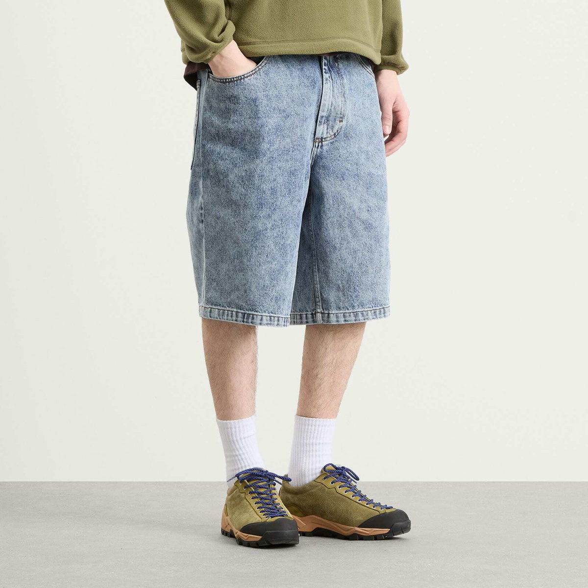 Polar Skate Co. Men's Big Boy Denim Shorts in Heavy Washed Blue