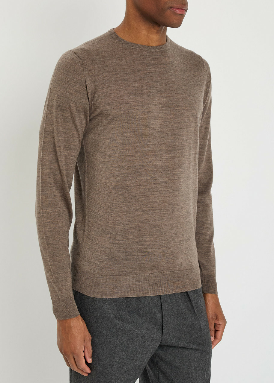 John Smedley Lundy Fine-knit Merino Wool Jumper Brown