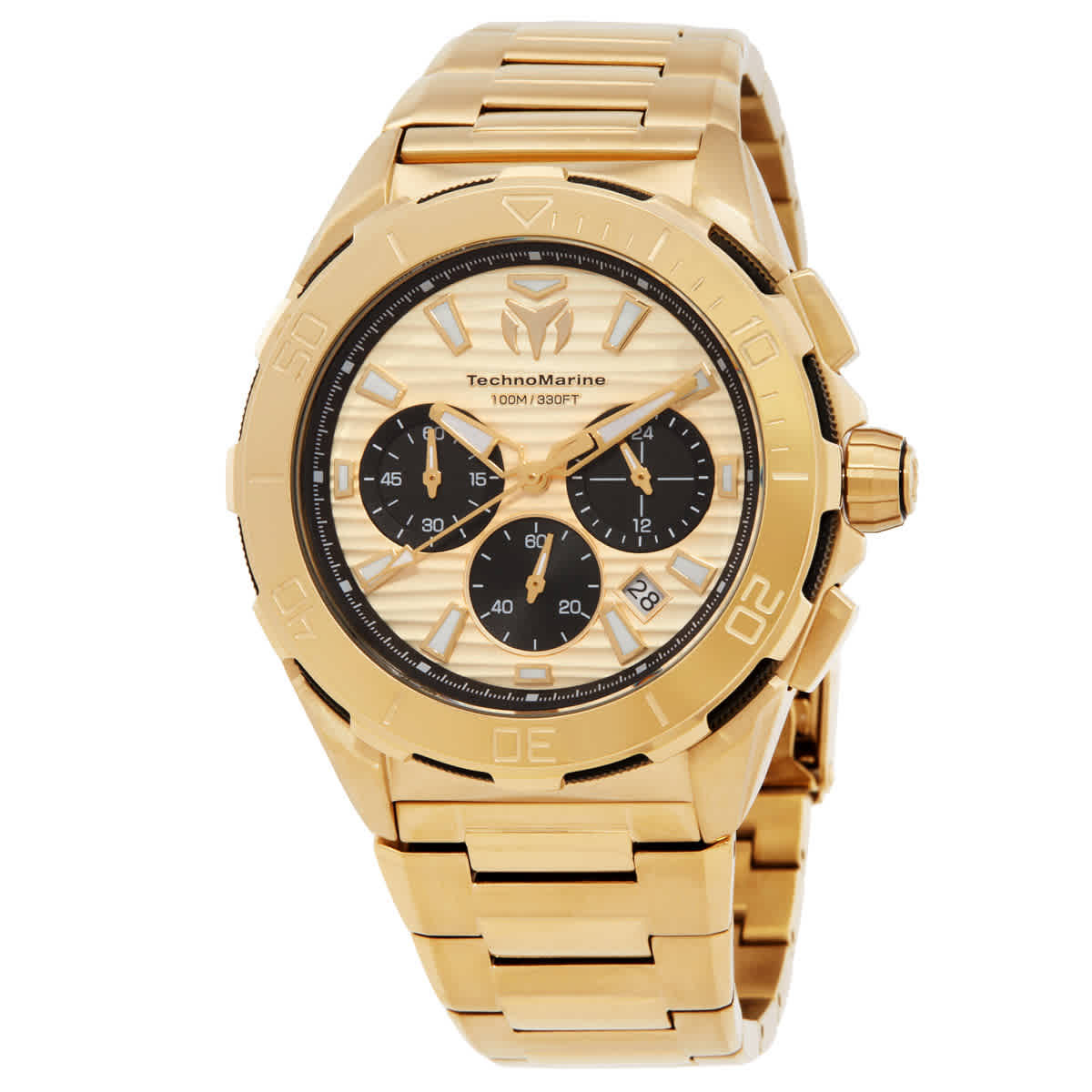 TechnoMarine Seven Seas Chronograph GMT Quartz Gold Dial Mens Watch TM-725032
