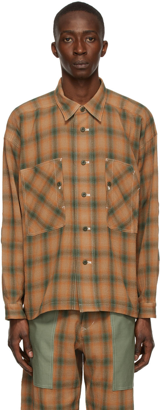 Nicholas Daley Orange & Green Check Work Shirt Nicholas Daley