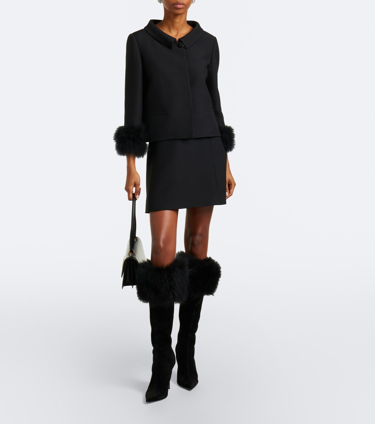 Paris Texas Lidia suede and shearling knee-high boots
