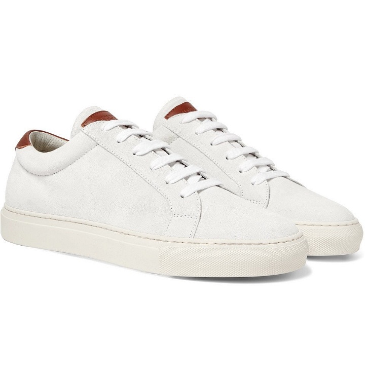 Photo: Brunello Cucinelli - Leather-Trimmed Suede Sneakers - White