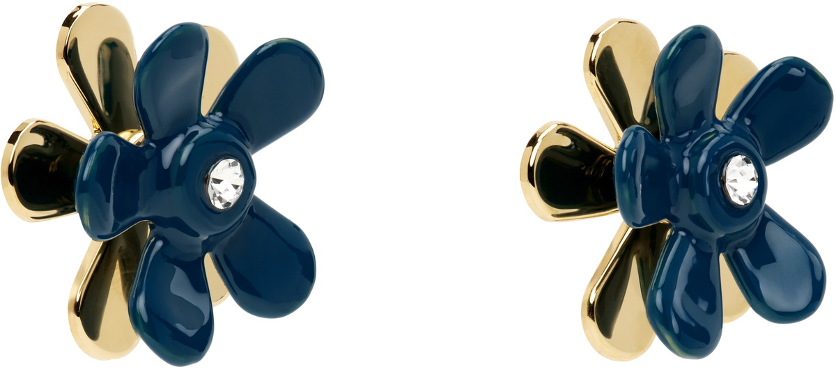 Marni Blue & Gold Flower Pop Earrings