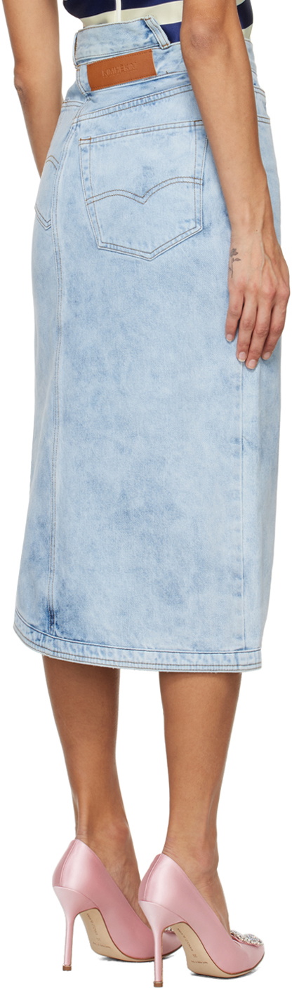 KIMHĒKIM Blue Asymmetric Denim Midi Skirt