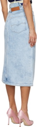 KIMHĒKIM Blue Asymmetric Denim Midi Skirt